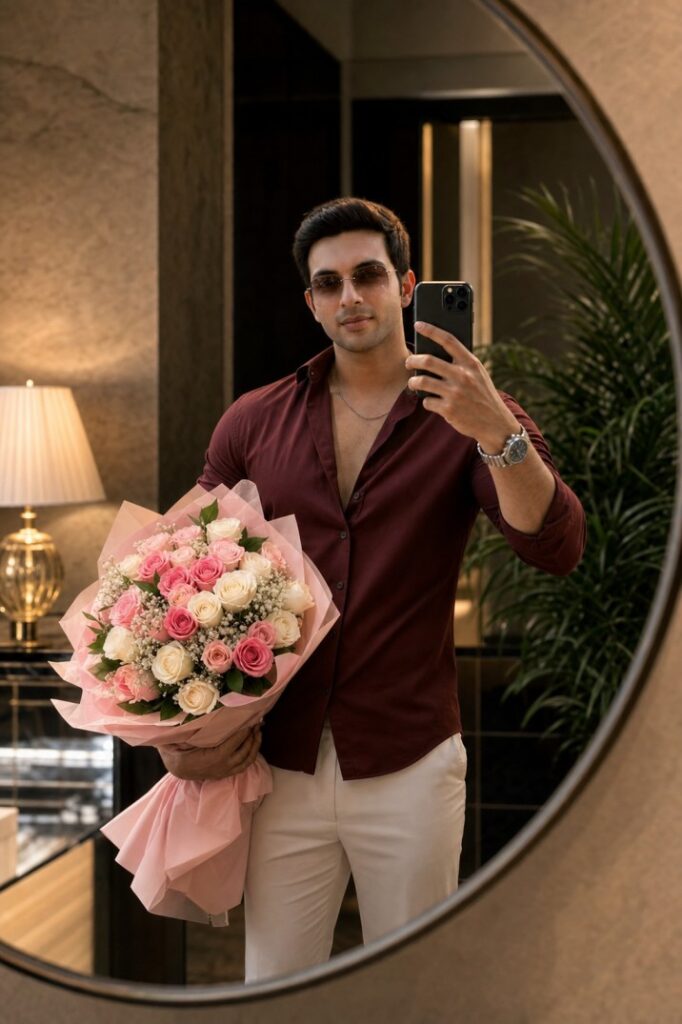 Luxury Rose Mirror Selfie AI Prompt