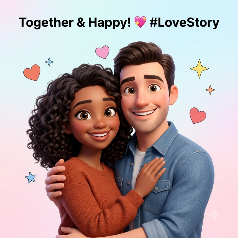 Pixar-Style Cartoon Couple