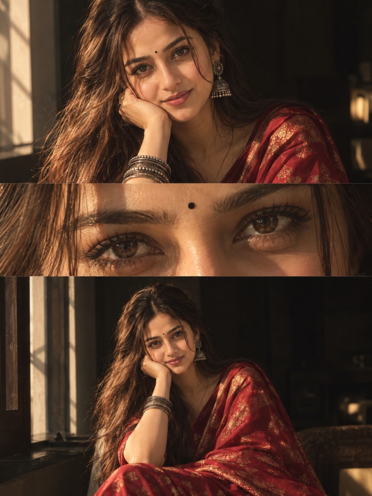 1. Classic Crimson Sari Window Light