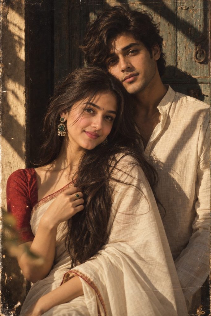 Pinterest inspired AI Couple Photo Prompts for chatgpt 2 1. Vintage Doorway Couple - 90s Movie Vibe