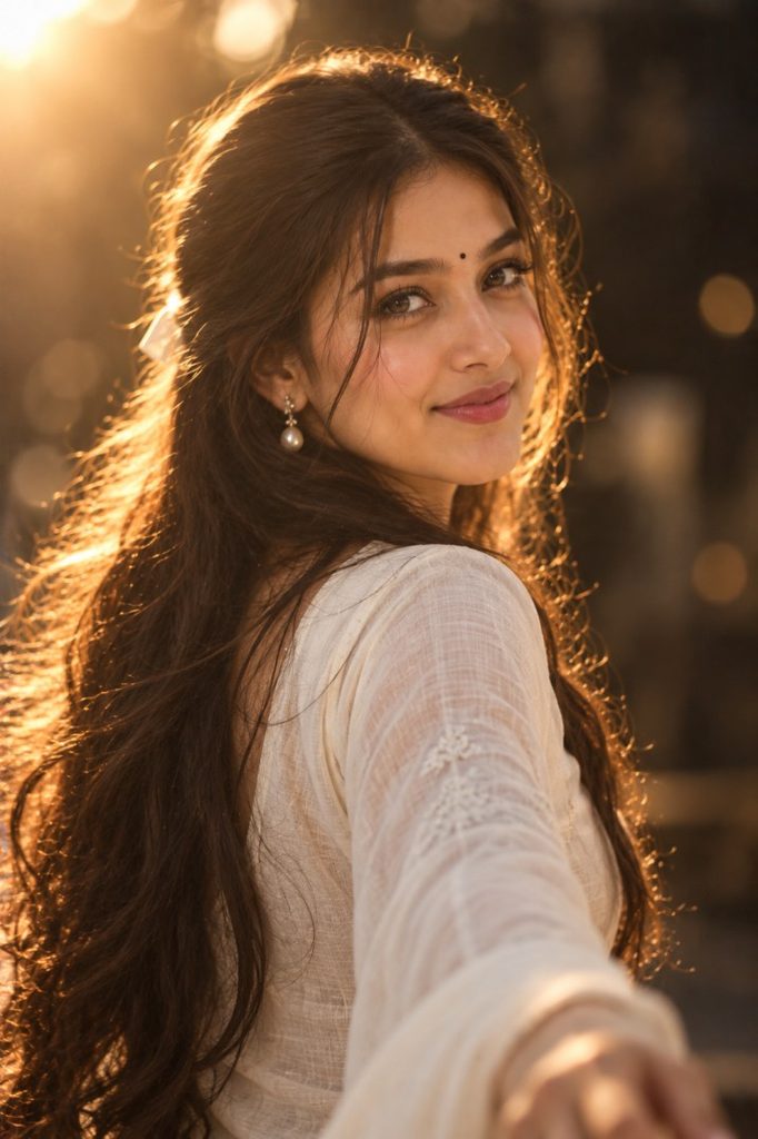 7. Saree Over-the-Shoulder Pose