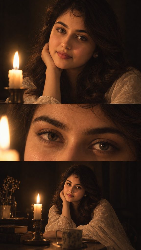 7. Minimal Single-Candle Portrait Collage