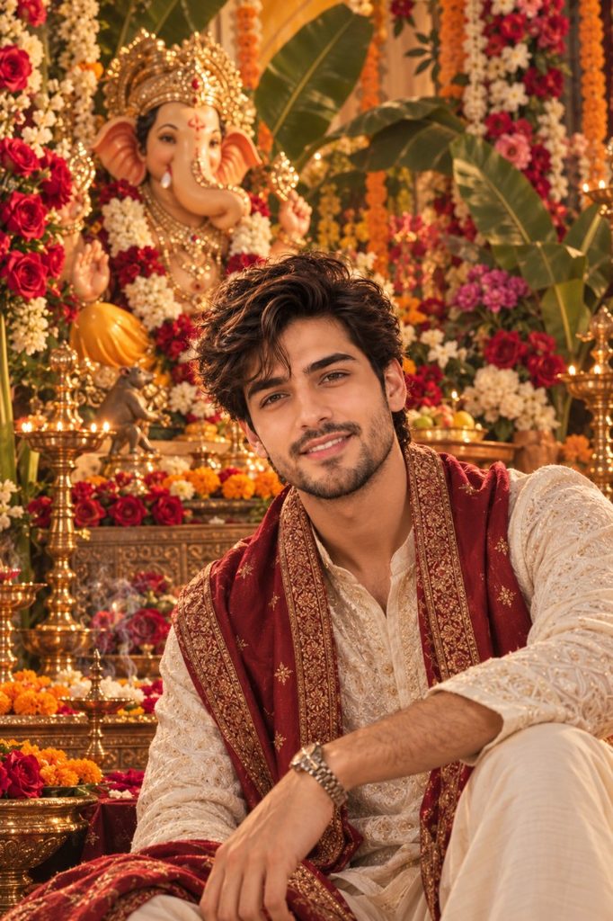 7. Luxury Floral Ganesh Portrait