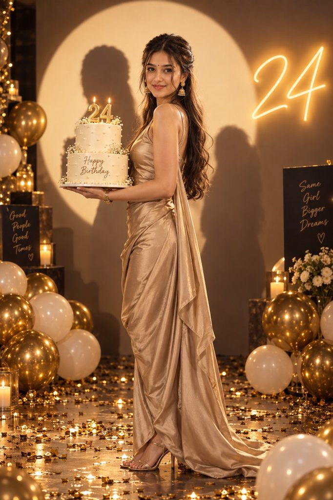 Editorial Studio Portrait With Cake