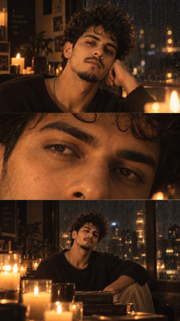 4. Candlelight + Rainy Window Portrait