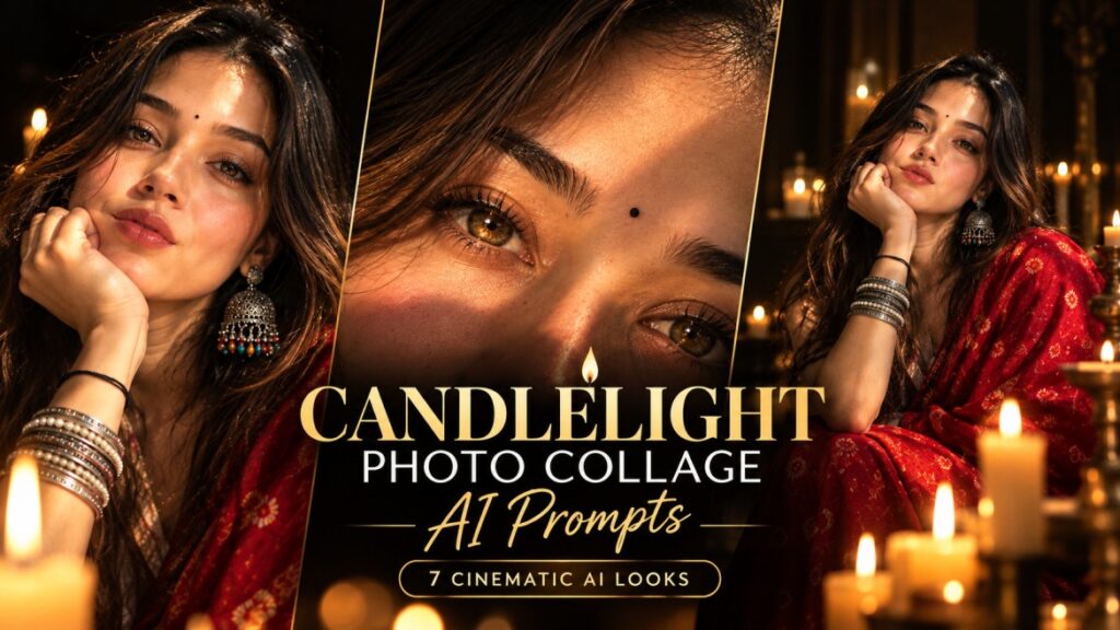 Candlelight photo collage AI prompts for cinematic portraits