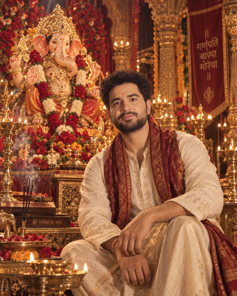 2. Royal Red-Gold Ganesh Darbar